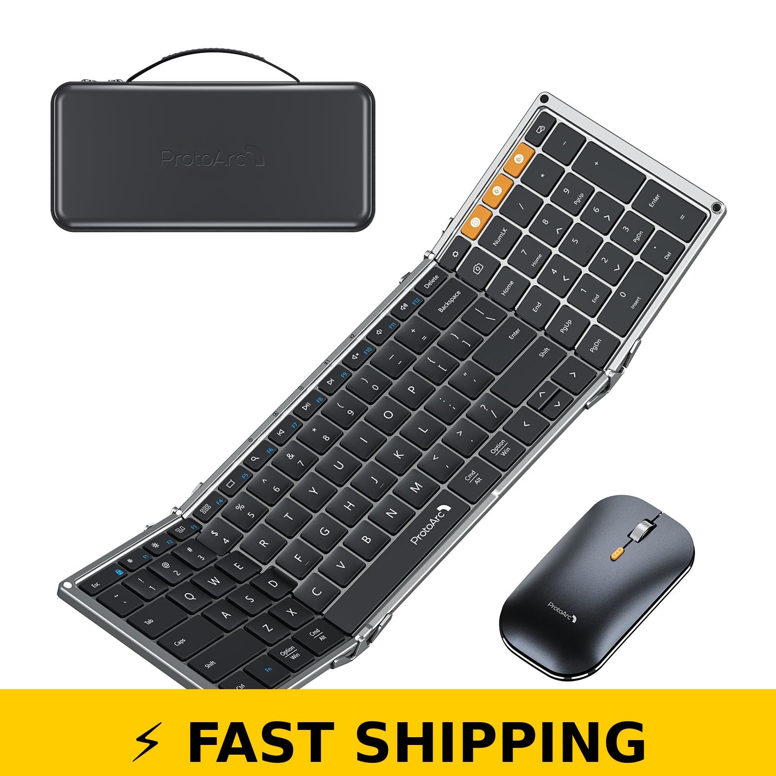 ProtoArc XKM01 Wireless Foldable Keyboard and Mouse Combo - Black Gray