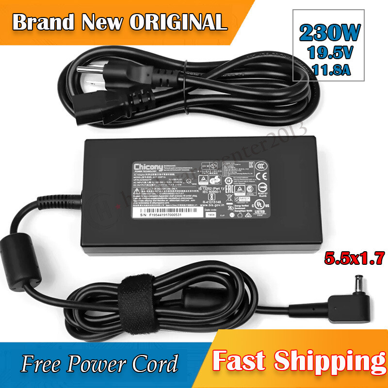 Genuine 19.5V 11.8A 230W Acer Nitro 5 AN517-55-56G1 Gaming AC Adapter Charger