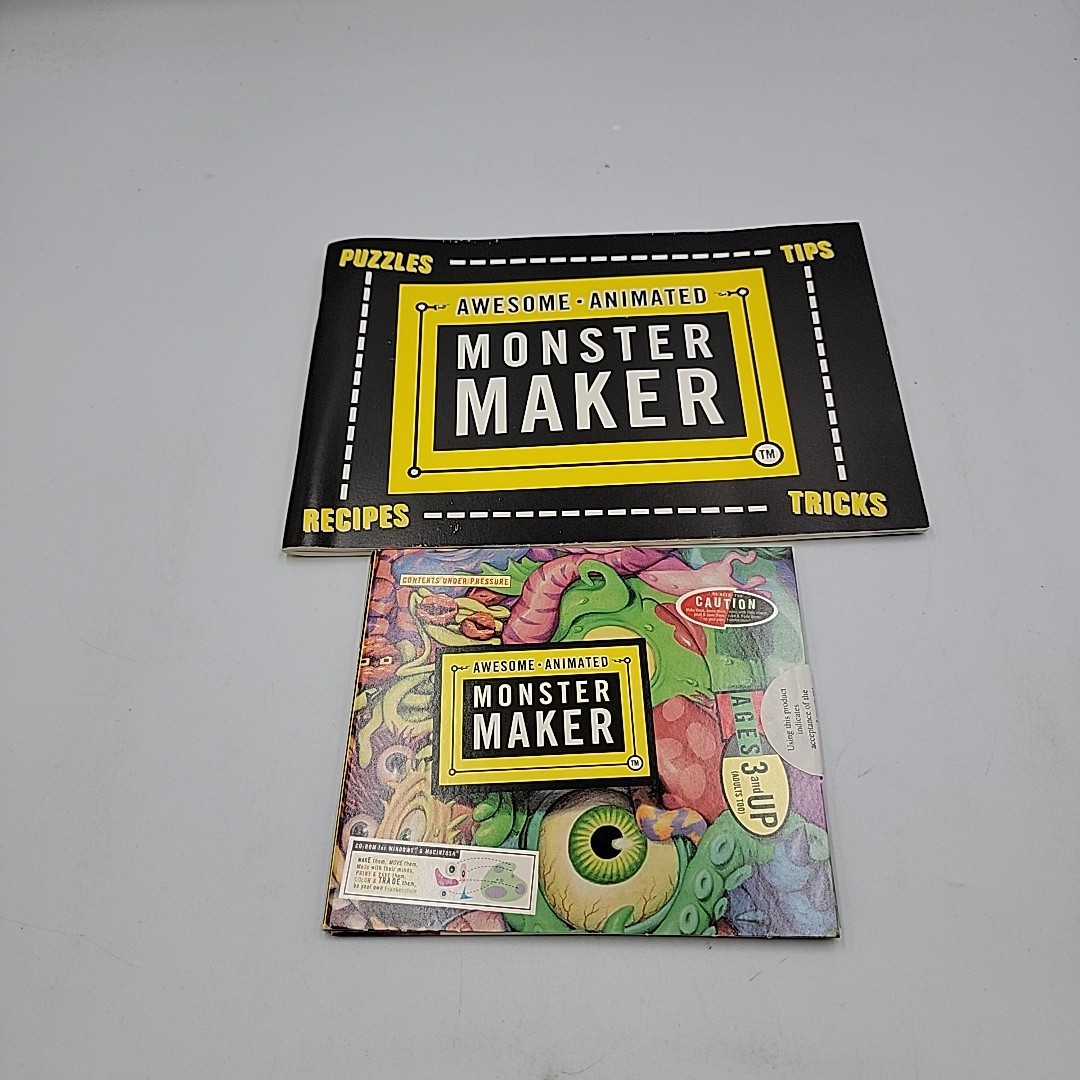 Vintage 1995 Awesome Animated Monster Maker CD-ROM Mac/PC Software With Book New