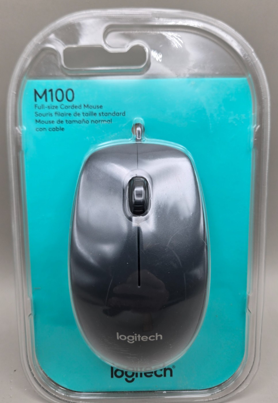 Logitech M100 Optical Mouse Full-Size Corded USB Wired, Black NEW