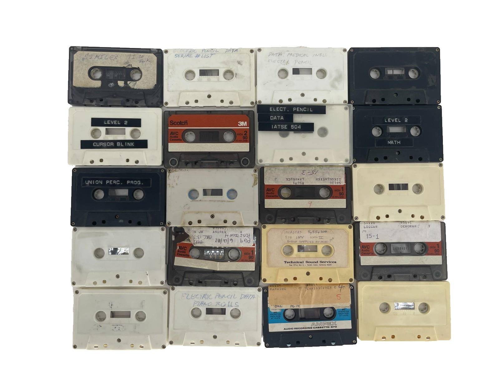 Vintage Lot of 20 Computer Program Cassette Tapes – TRS-80, Data, Software