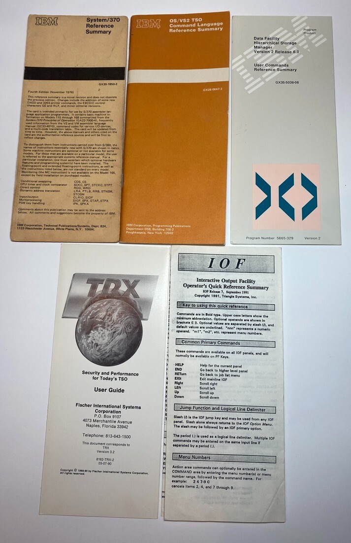Vintage IBM System 370 Reference Summary GX20-1850-3 4th Ed 1976 + Other Guides