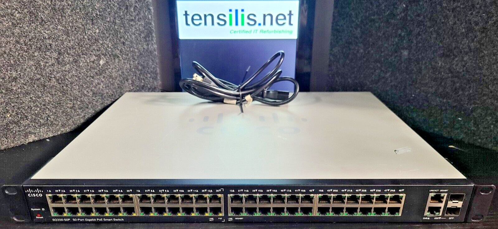 CISCO SG200-50P GIGABIT POE SWITCH | RACK EARS | POWER CORD | CERTIFIED RESET