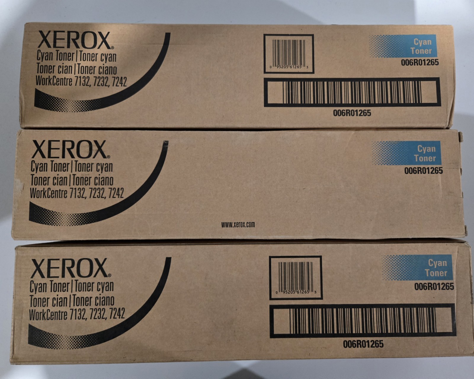 Set Of 3 NEW Genuine Xerox 006R01265 XEROX WORKCENTRE 7132 Cyan Toner 006r01265