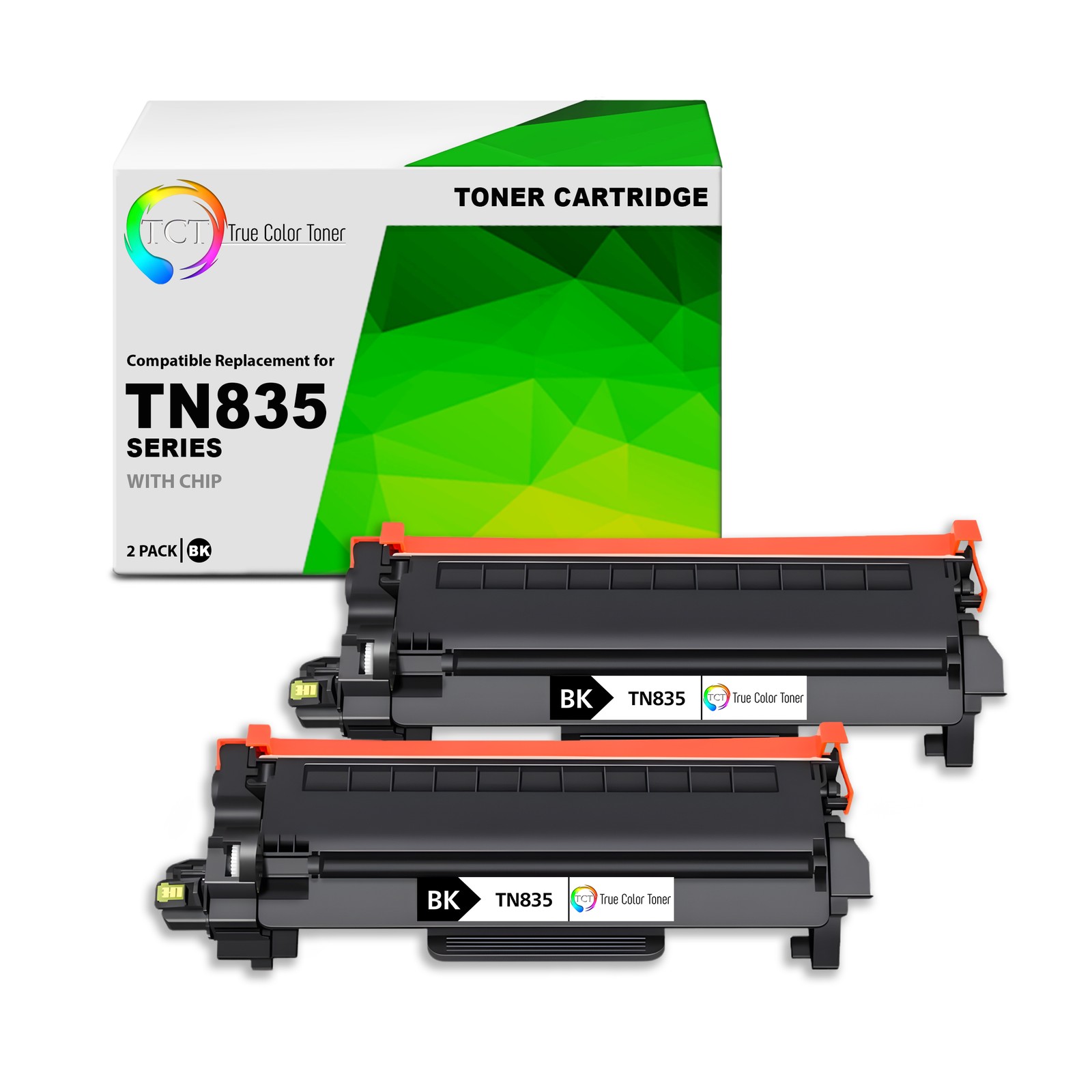 TCT Compatible Black Toner Cartridge Replacement for Brother TN835 – 2-Pack