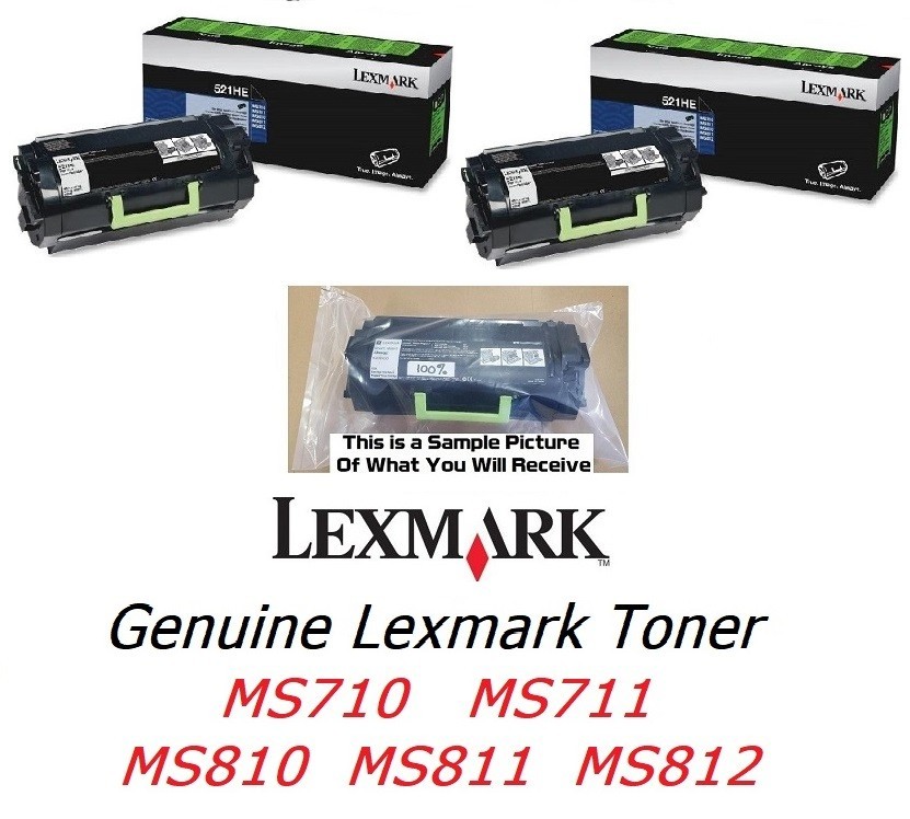 2 Half New Genuine Lexmark 521HE Toner MS710 MS711 MS811  52D1H0E -- 50% Toner