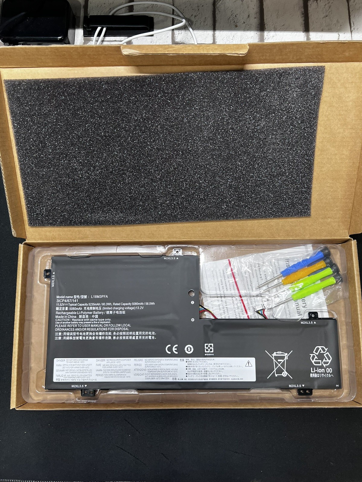 L18M3PFA Battery for Lenovo Yoga C740-15IML 81TD 11.52V 60.3Wh + Tools