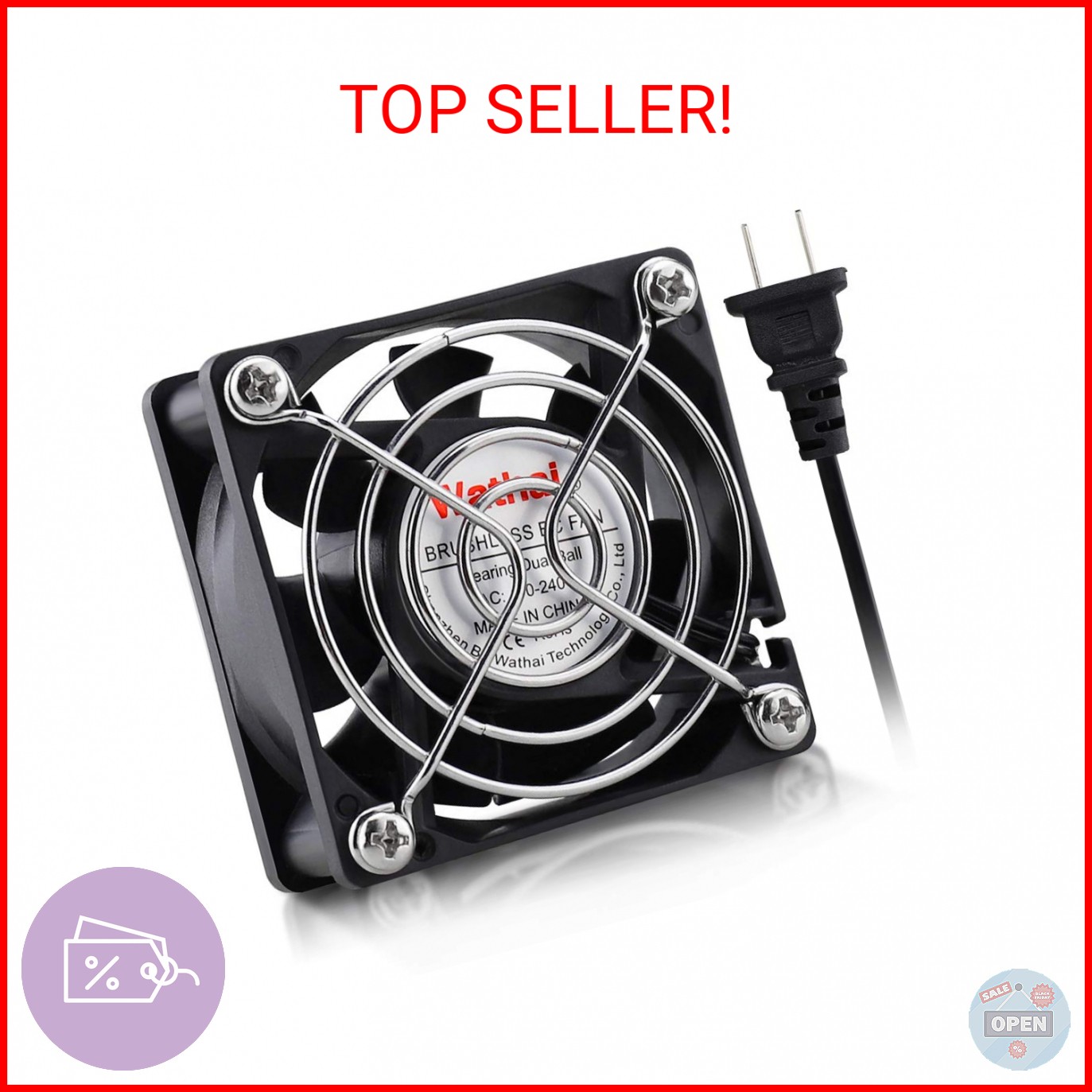 Wathai EC AC Axial Brushless Cooling Fan 110V 120V Dual Ball 60mm x 25mm