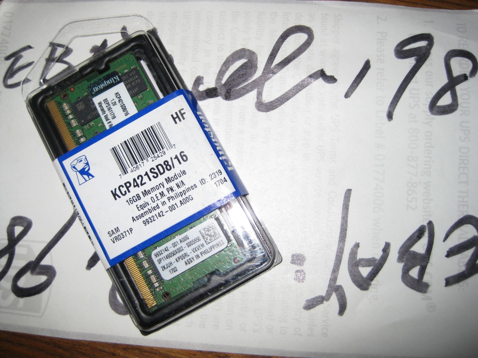 Kingston 16GB kcp421sd8/16 LAPTOP DDR4-2100(1x16GB,260P) **tested***MORE*82*