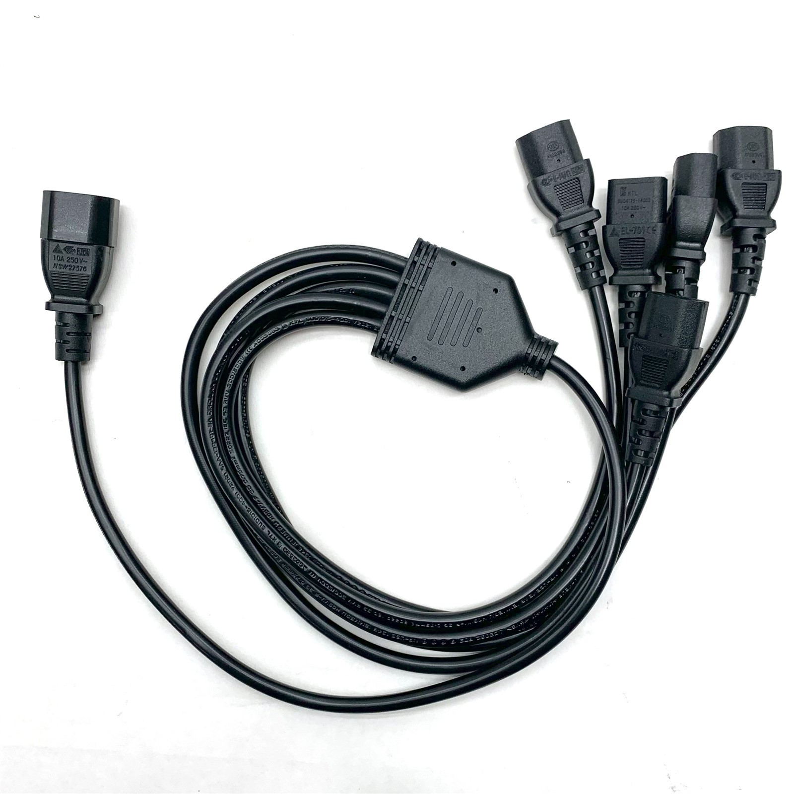 IEC Y Power Splitter Cable C14 Male to 5* C13 Female Cord X003D39GQL 10A 250v
