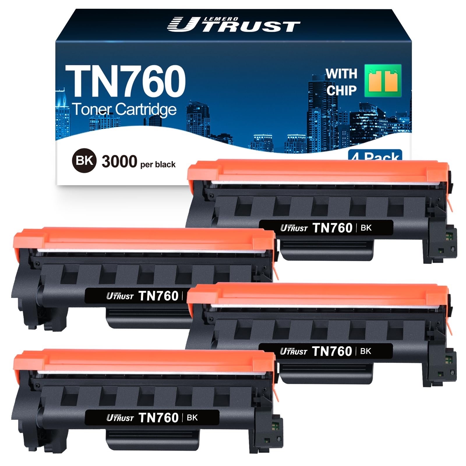 TN760 Toner Cartridge For Brother TN730 MFC-L2710DW MFC-L2750DW HL-L2370DW 1-4pk