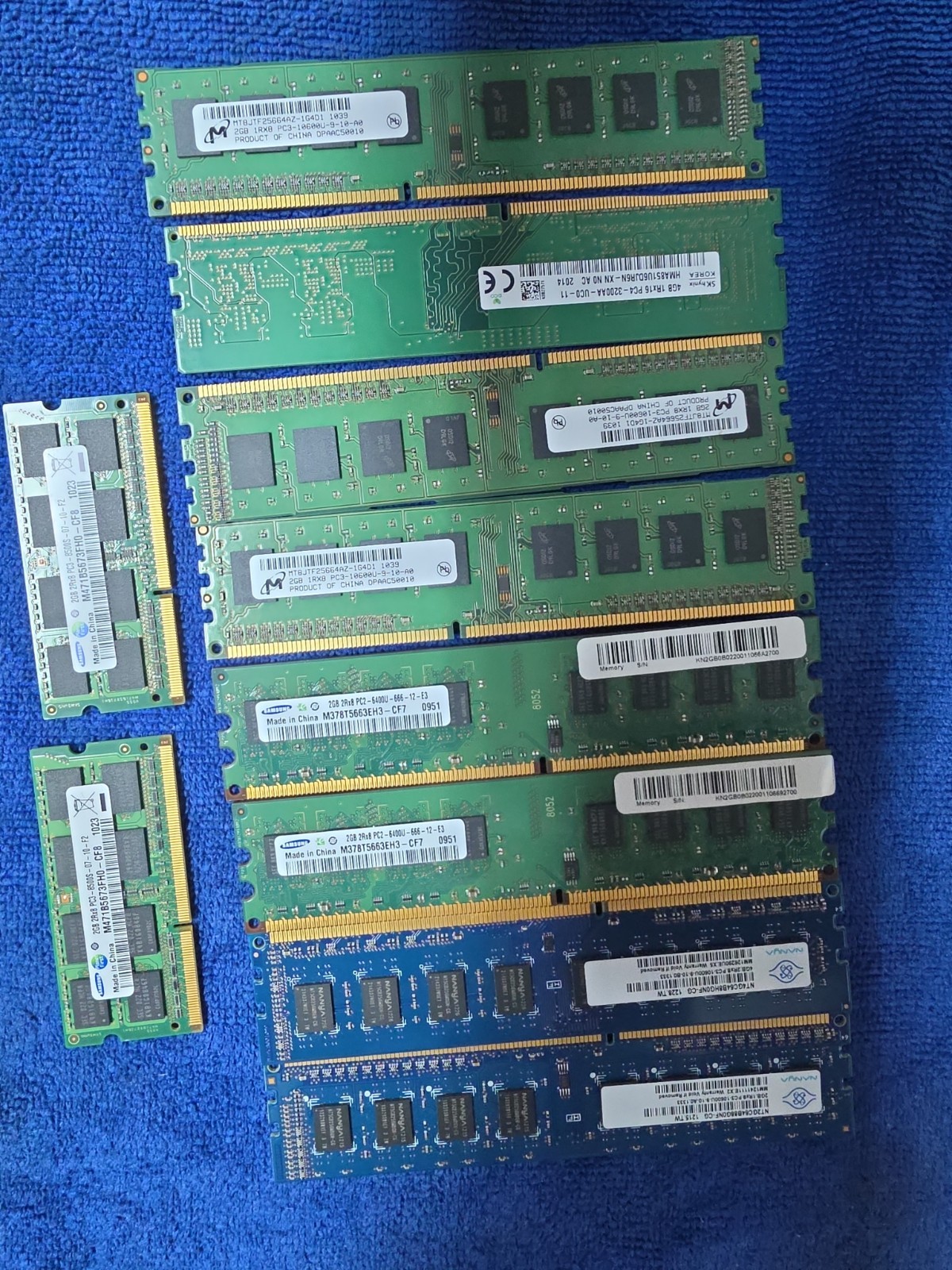 Lot of 10 Mixed DDR3 RAM Memory Desktop DIMM Laptop SODIMM Samsung Micron Nanya