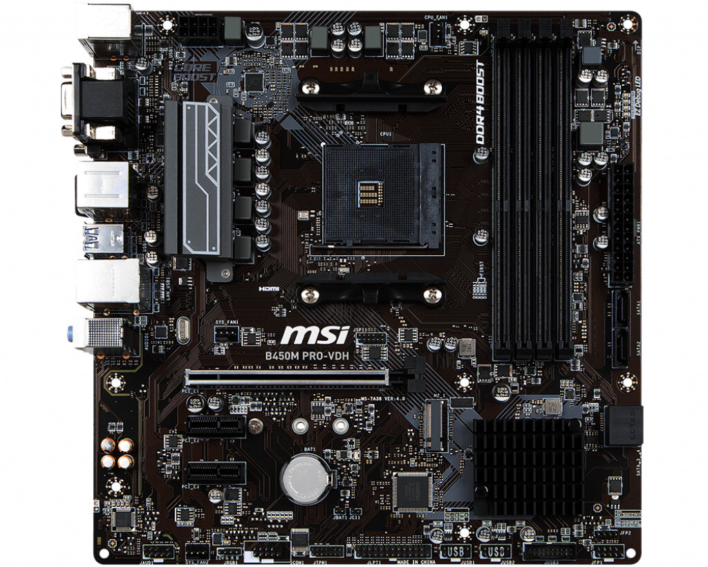 MSI B450M PRO-VDH Motherboard AMD B450 4xDDR4 Socket AM4 M-ATX HDMI 1xM.2 DVI-D