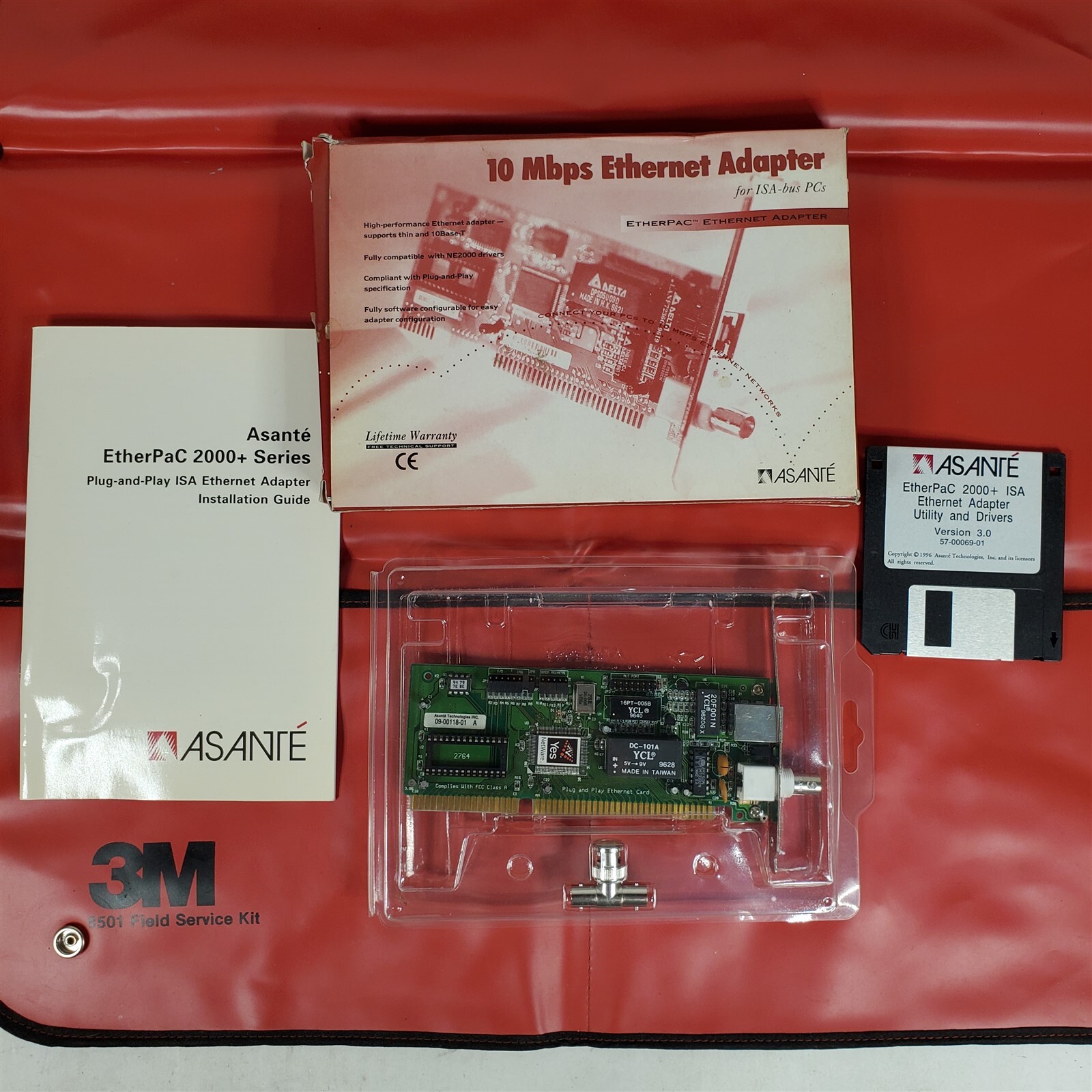 Vintage 1996 Asante EtherPac 2000+TC ISA 10T/Ethernet Adapter