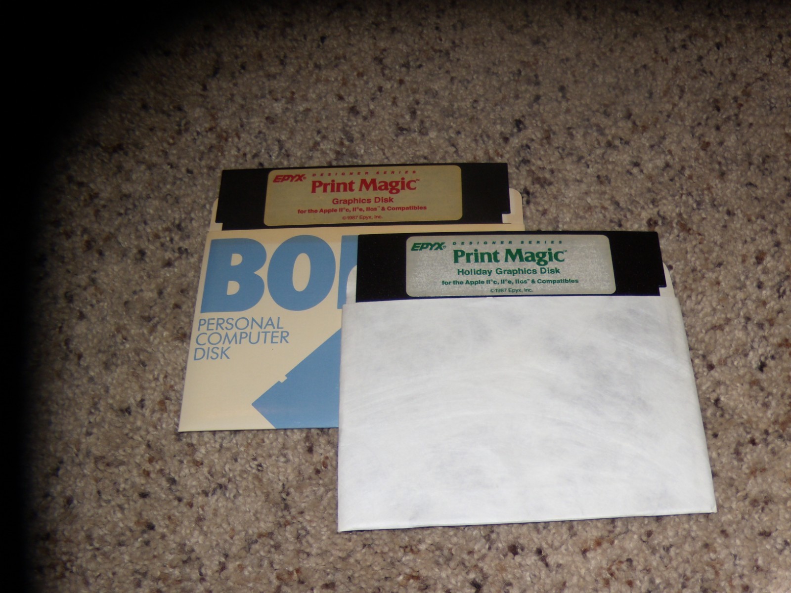 EPYX Print Magic - Graphics Disk and Holiday Graphics Disk for Apple II 5.25" 