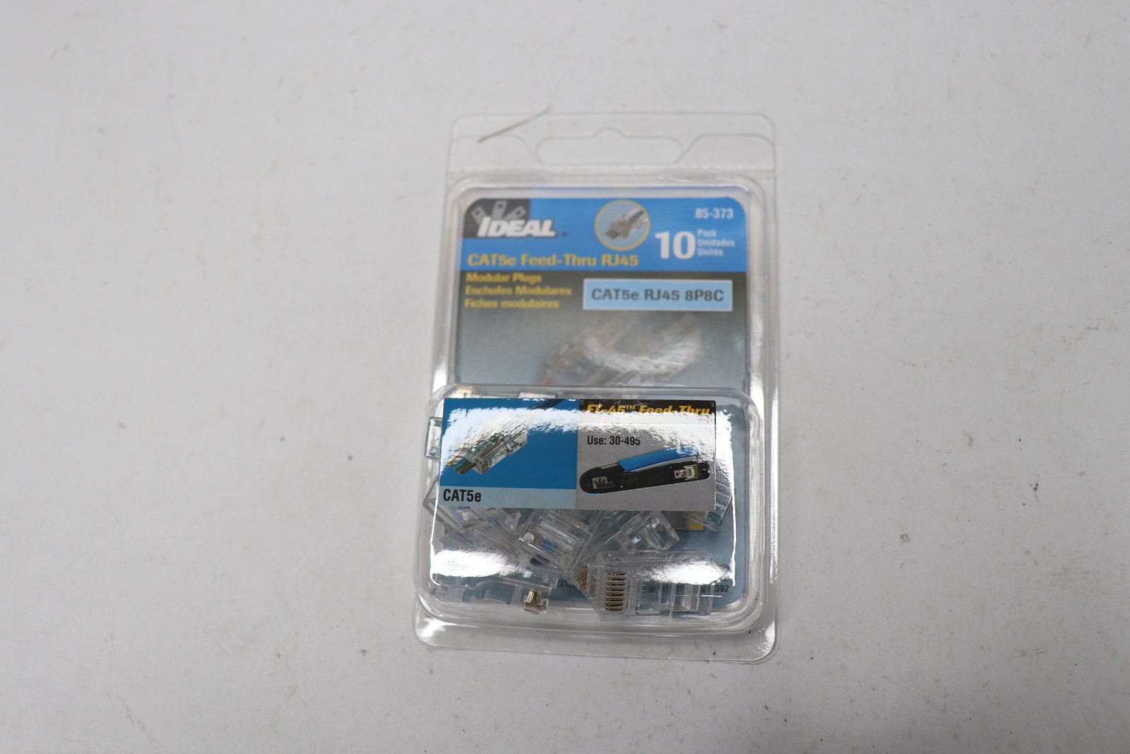 IDEAL CAT5e Feed-Thru Modular Plugs, 10/Card