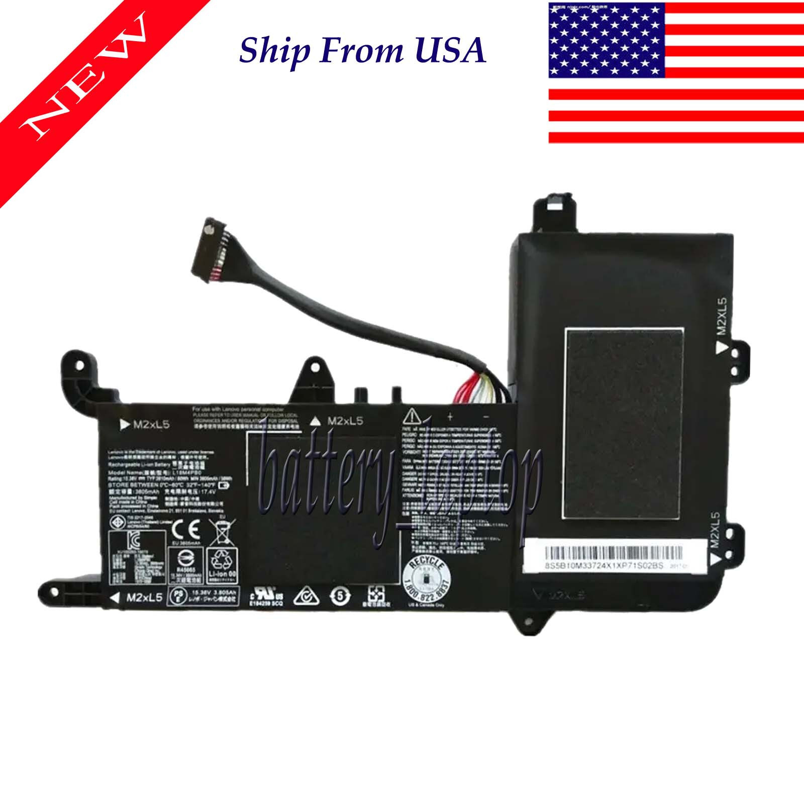 L16M4PB0 Laptop Battery for Lenovo 5B10M33723 5B10M33724 15.36V 60Wh 3910mAh