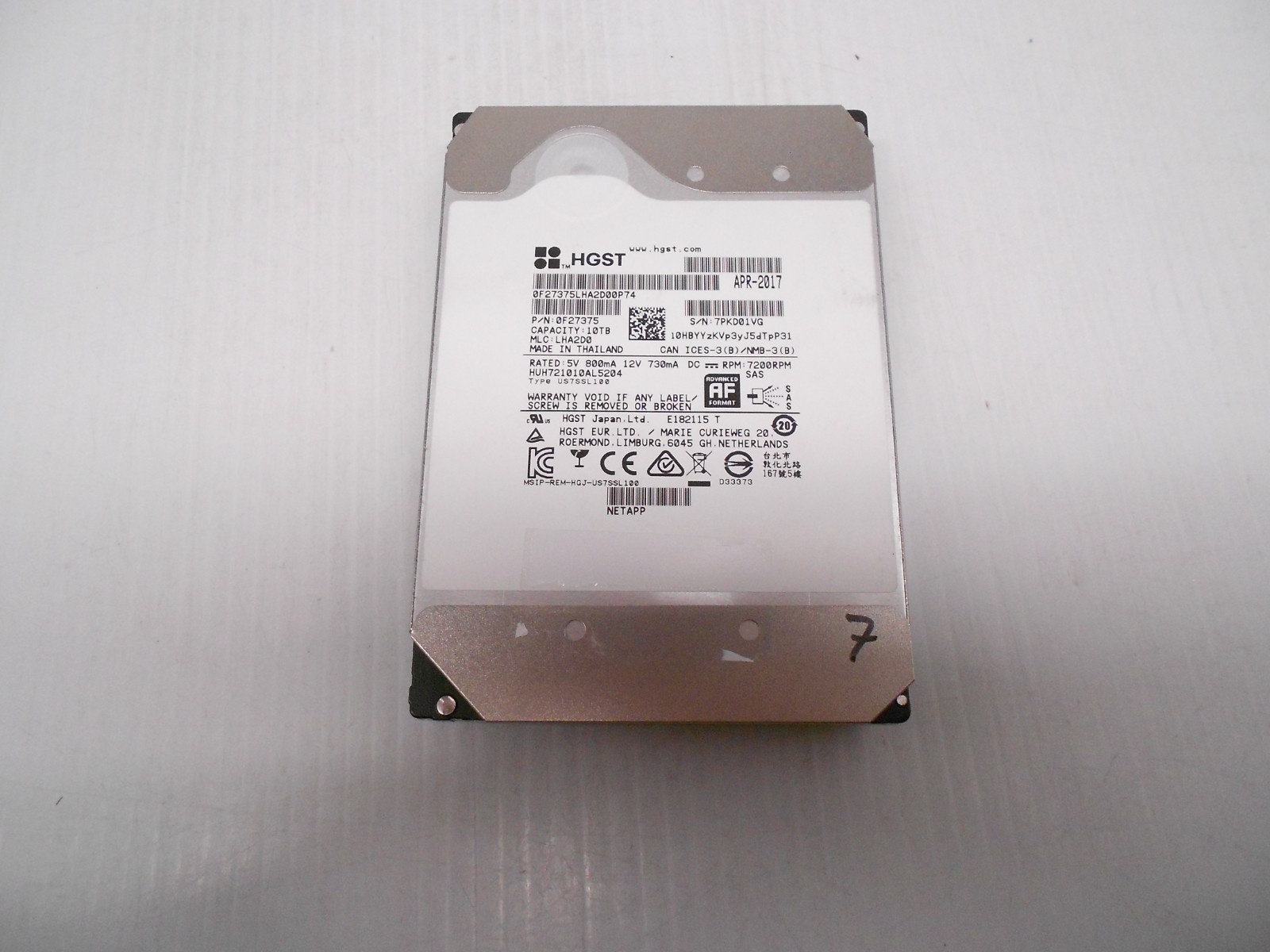 HGST  HUH721010AL5204 10TB 12G 3.5'' SAS Hard Drive Server DELL HP 512