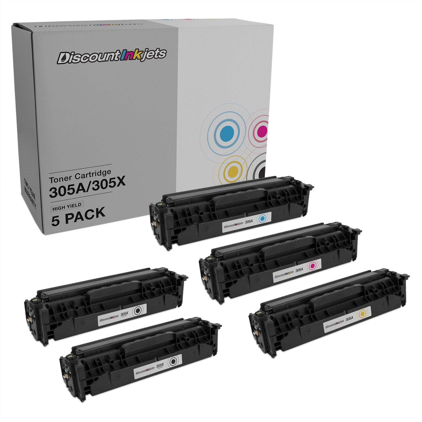 5Pk REMAN Laser Toner Cartridge for HP 304A Black &  Color LaserJet CM2320n