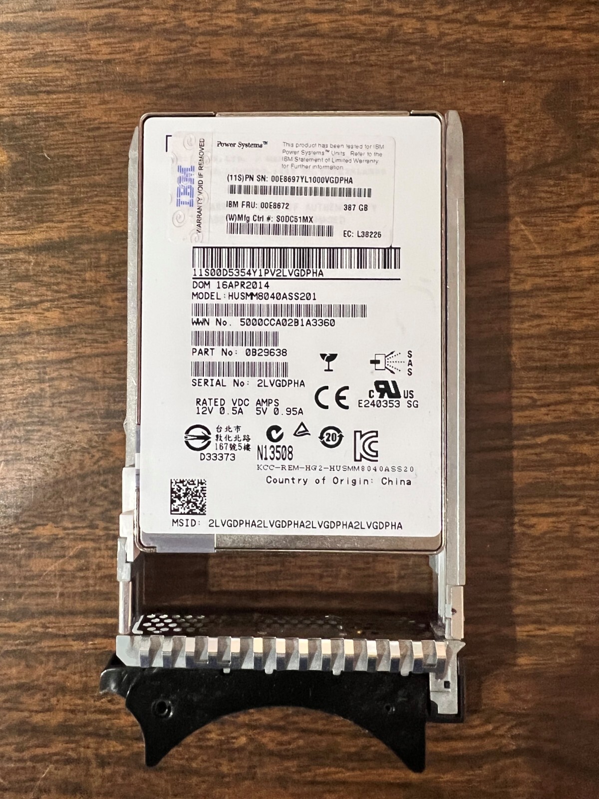 IBM 00E8672 387GB SAS SFF-1 SSD w/eMLC for IBM i series, OS/400, AIX, WIndows