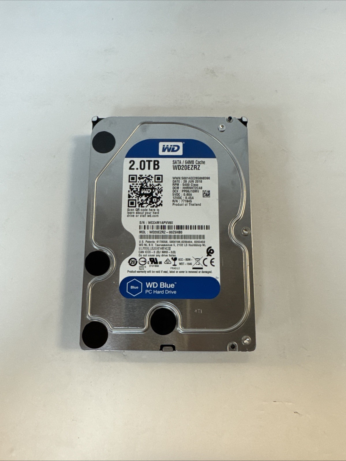 WD Blue 2TB 5400RPM 3.5” SATA III 64MB Cache Internal Desktop HDD. Formatted