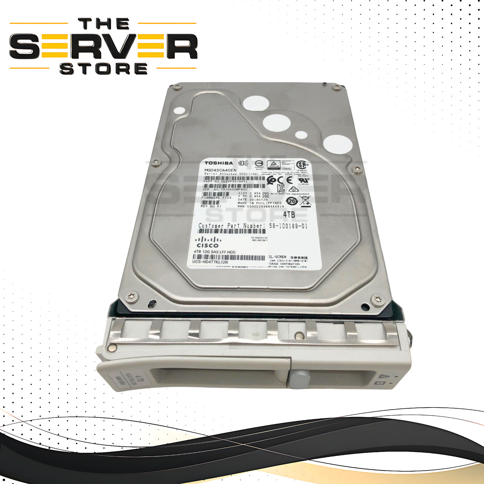 Cisco 4TB SAS 12G 7.2K 3.5" HDD Toshiba MG04SCA40EN DEPF02JAA51 UCS-HD4T7KL12N