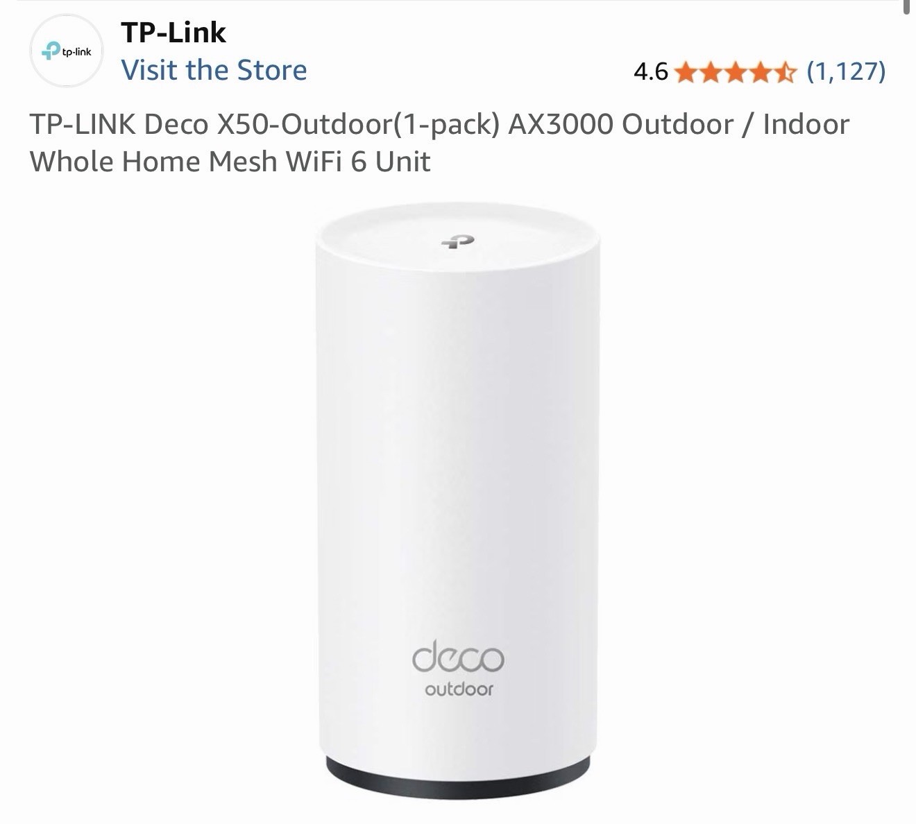 TP-LINK Deco X50-Outdoor(1-pack) AX3000 Outdoor / Indoor Whole Home
