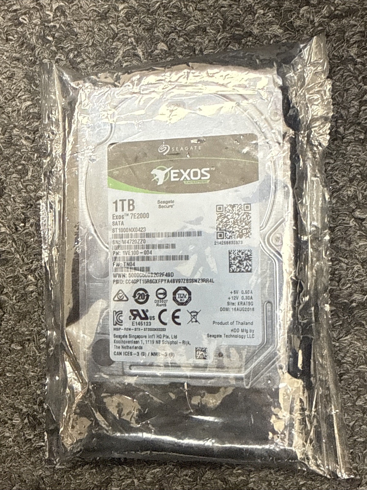 Seagate 1VE100-004 ST1000NX0423 1TB 7.2K RPM 128MB 6 Gbps 512N SATA 2.5" HDD