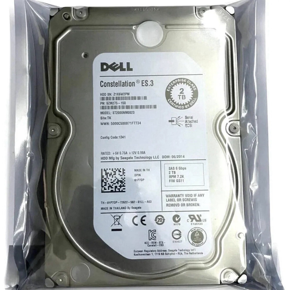 Dell 2TB ST2000NM0023 Enterprise Plus 2TB SAS 6GBs 3.5” HDD