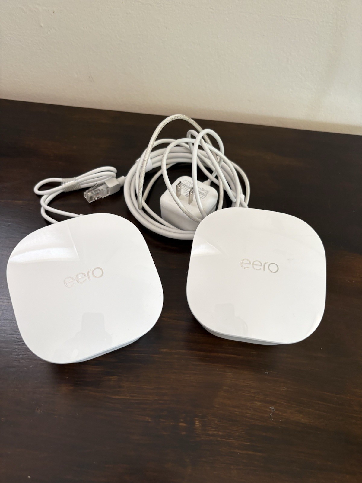 2 X Eero Mesh J010001 AC Dual-Band Wi-Fi 5 Router Bundle With Power Adapters
