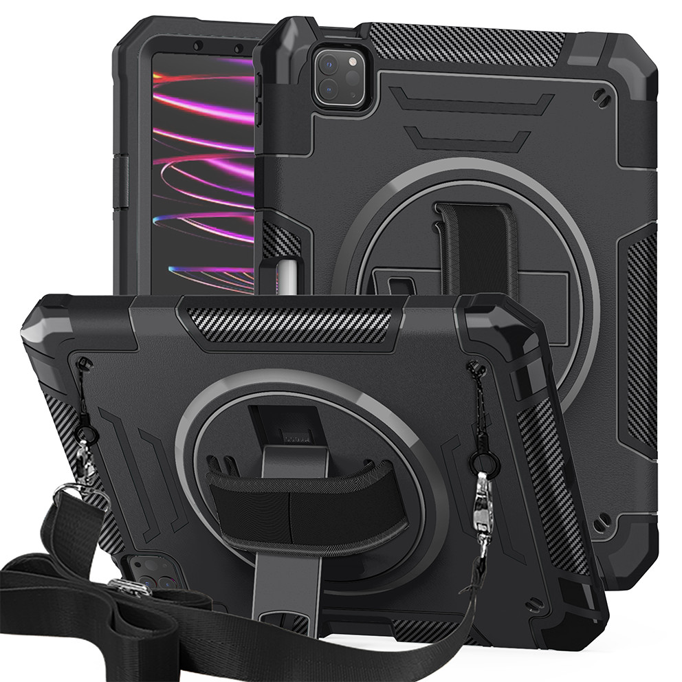 For iPad 10.2"/10th Gen/Pro 11/Air 11 2024 Shockproof Rubber Stand Strap Case 