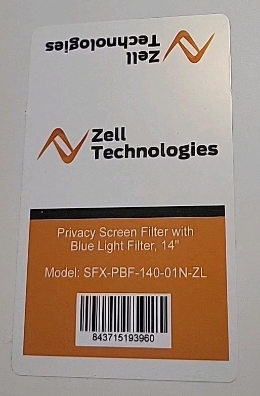 Zell Technologies Privacy Screen Filter 14" Blue Light Filter