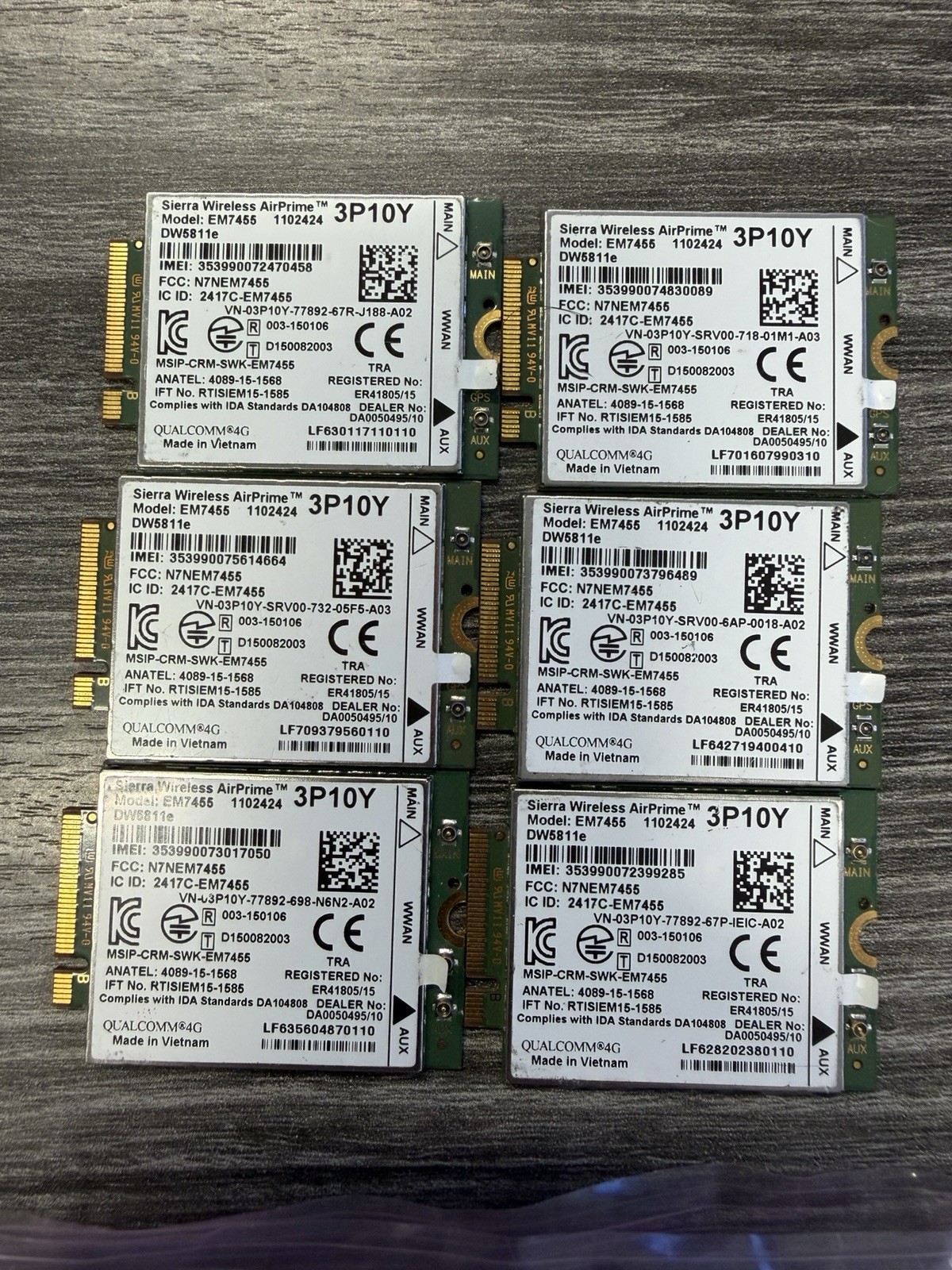 LOT OF 26  Dell 5811E DW5811e M.2 Mobile Broadband 4G LTE WWAN Card 3P10Y