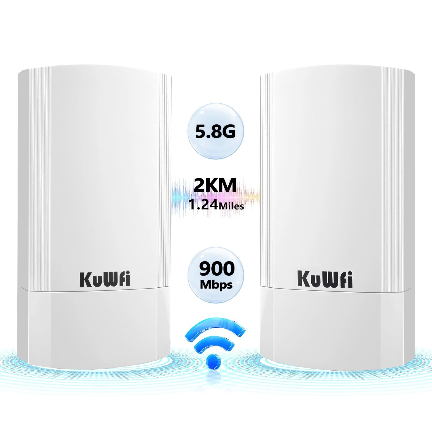KuWFi 5.8G Point to Point Outdoor WiFi Bridge,900Mbps Network Wireless Ethern...
