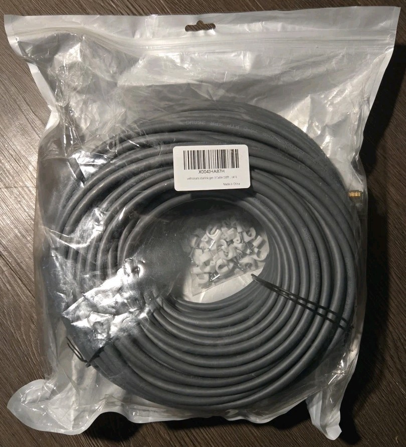 veltronaris Starlink Gen 3 Cable – 150Ft/46M CAT 6, 26AWG, EMI Shielded Ethernet