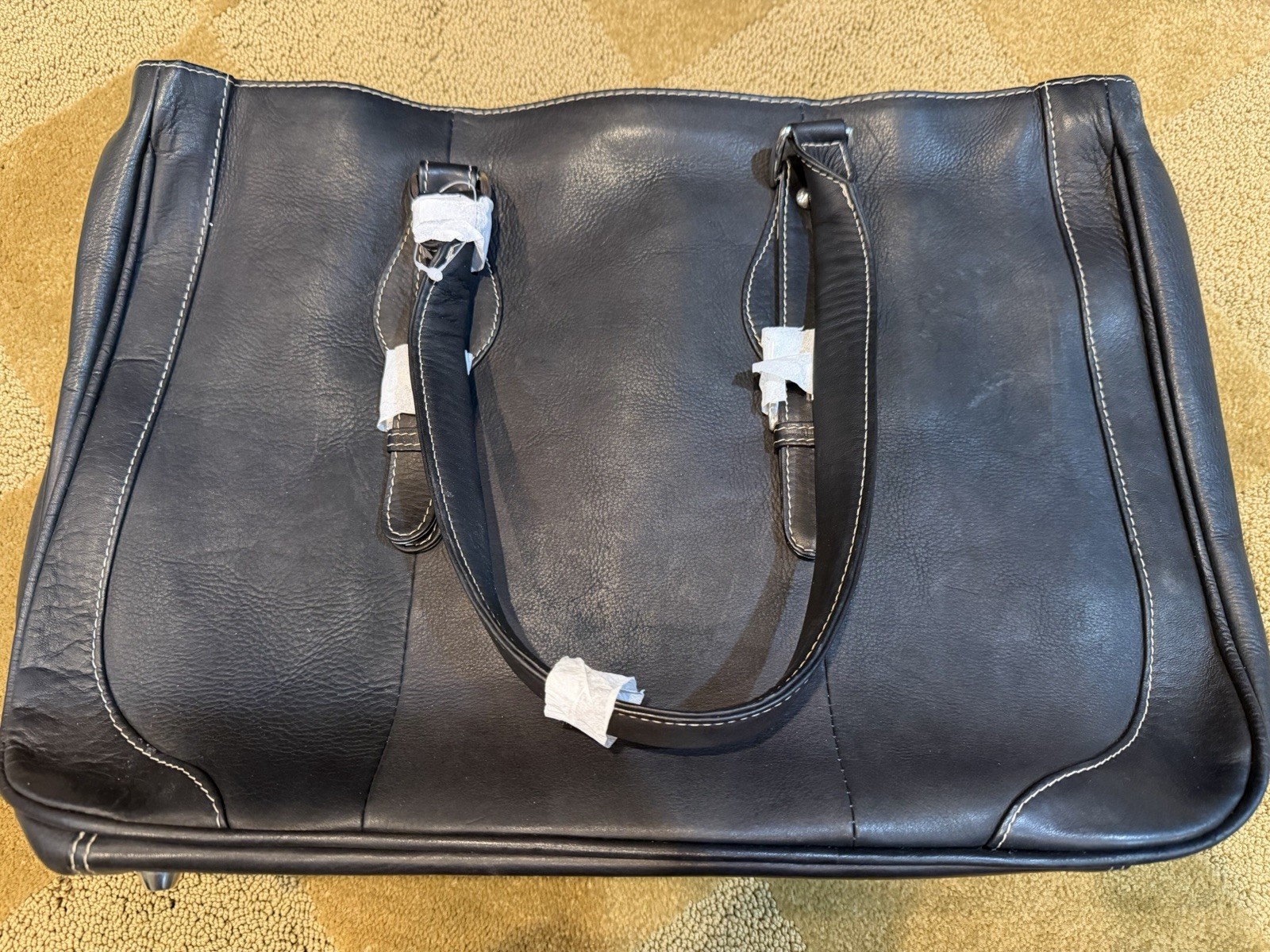 Piel Leather Black Briefcase Laptop Tote Luxury