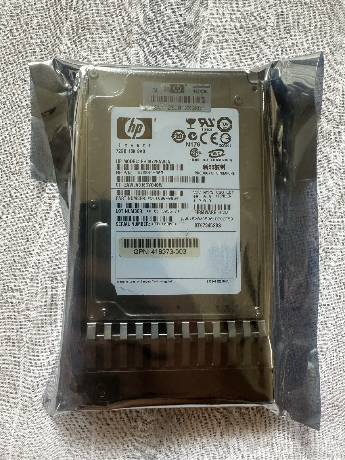HP EH0072FAWJA 72GB Internal 15000RPM 2.5" (512544-003) HDD