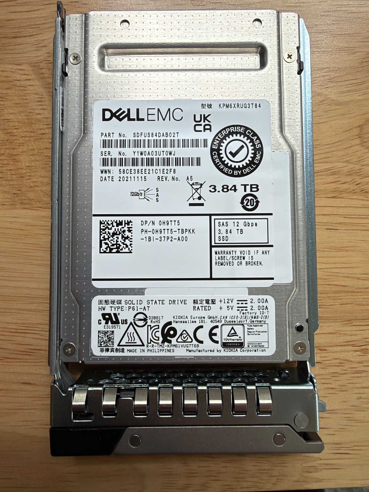 DELL EMC 3.84TB 12G 2.5" SAS SSD KPM6XRUG3T84 DP/N 0H9TT5 *98% HEALTH