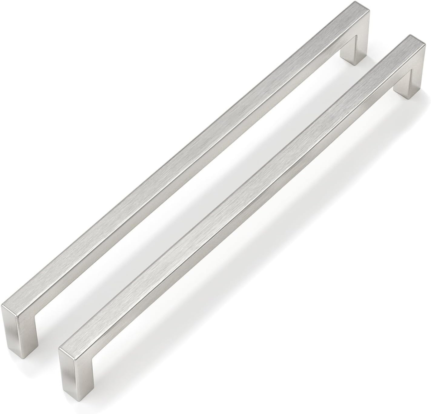 Brushed Nickel Cabinet Pulls 10 Pack 12-3/5 Inch, Square Drawer Handles, Stainle