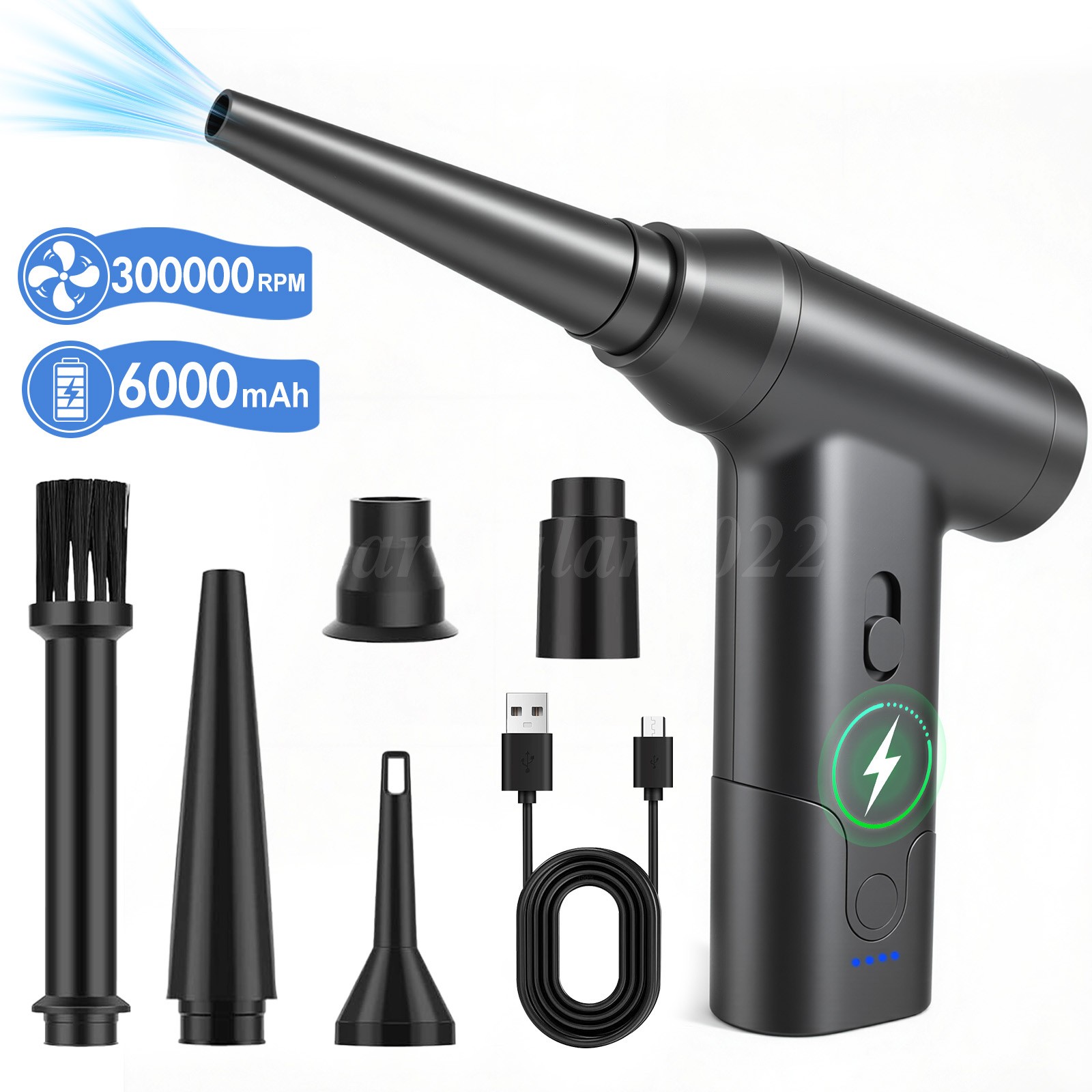 300000 RPM Electric Air Duster 2-in-1 Brushless Dust Blower Variable Speed
