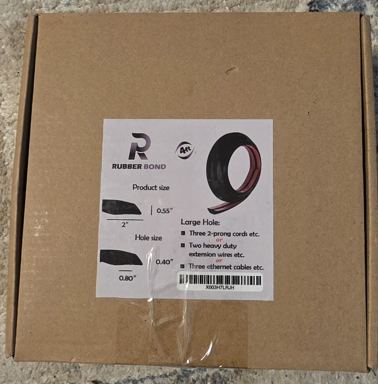 Rubber Bond Cord Cover (Or Floor Cable Cover) 4 Ft. Lenth  2" W x 0.40" H NIB