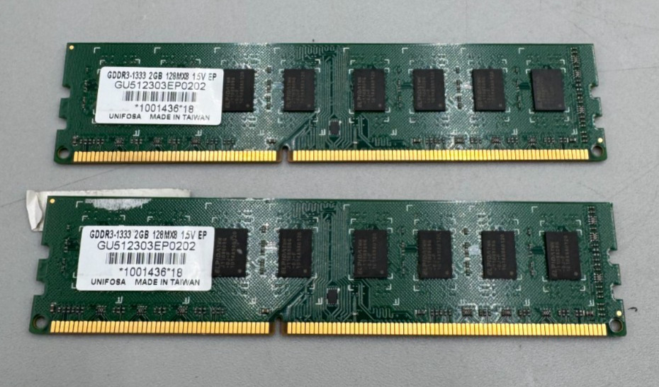Lot Of 2 Elpida DDR3 2GB Each (2 x 2GB = 4GB) PC3 1333MHz RAM Memory Green B/Big