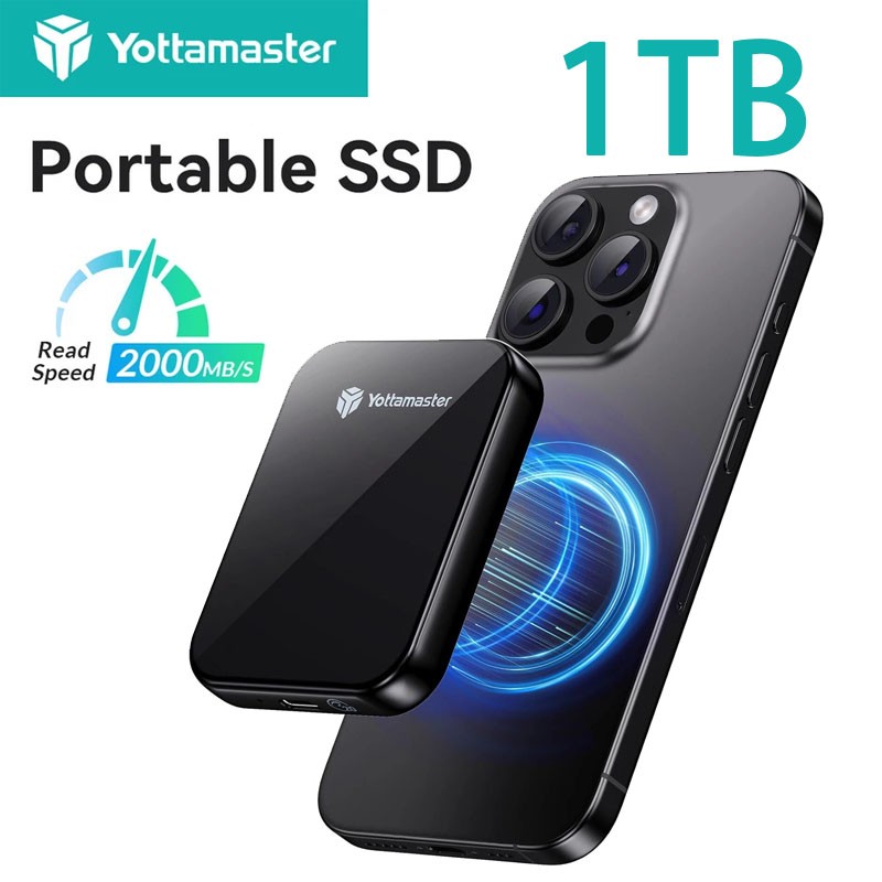 Yottamaster Portable 1TB 2TB Magnetic External SSD Solid State Drive 20 Gbps