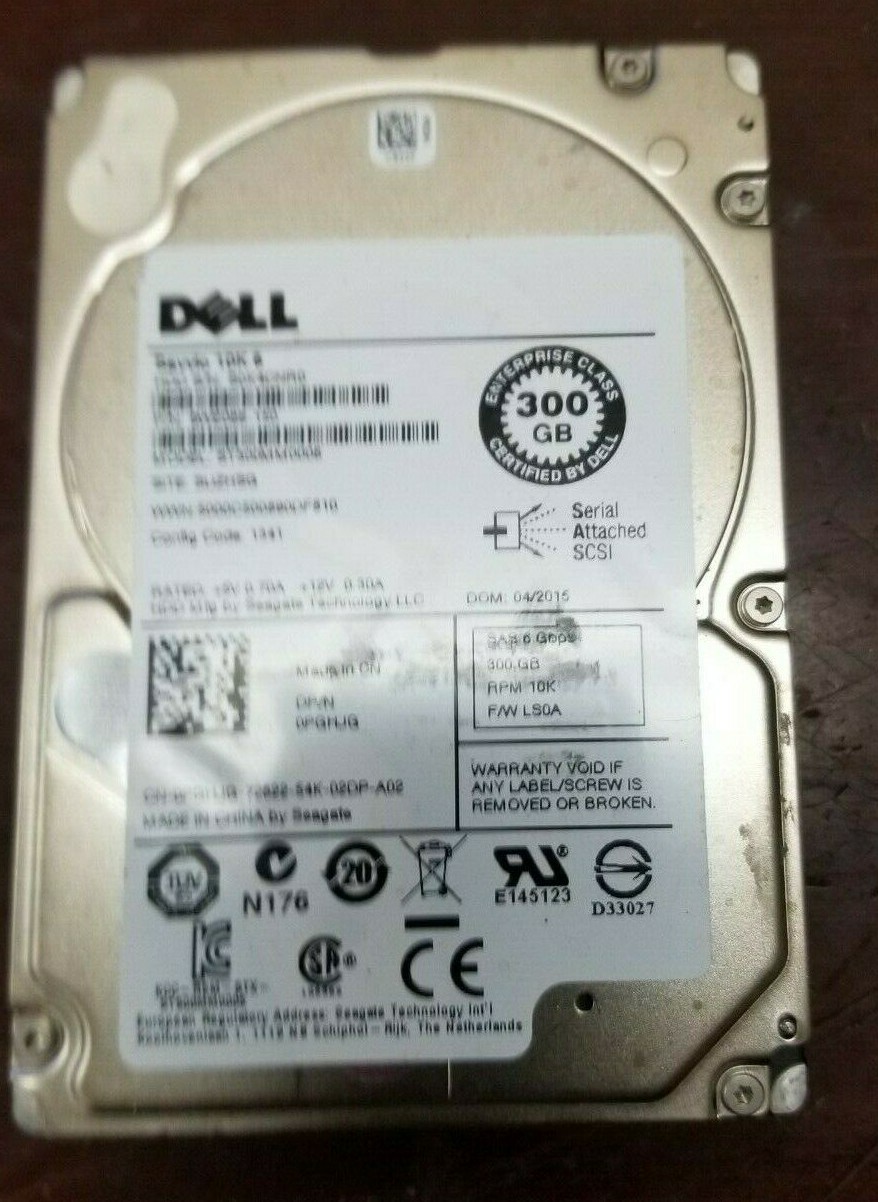 Dell Seagate 300GB 10K RPM 6Gbps 2.5" SAS HDD ST300MM0006 PGHJG 