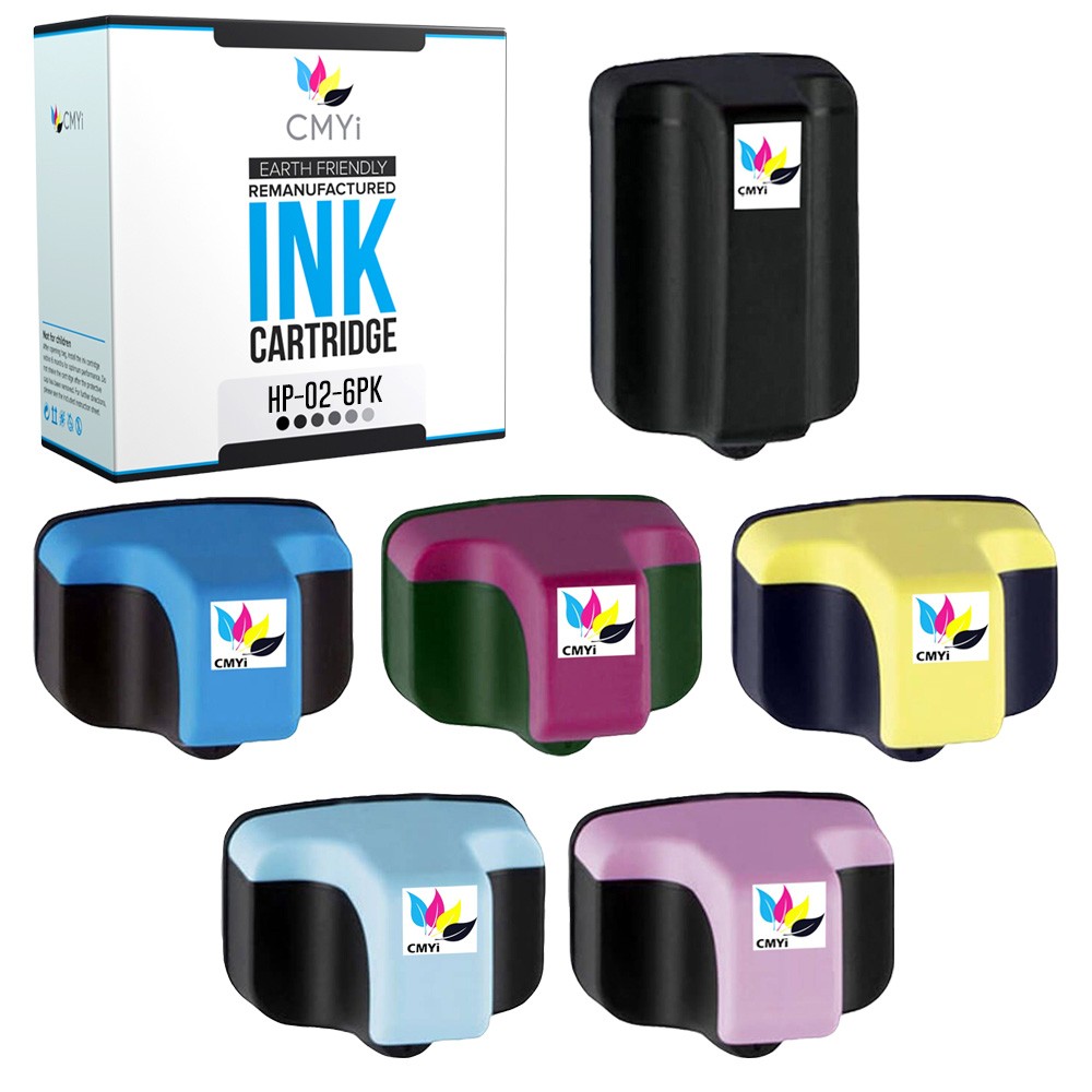 CMYi 6-Pack Replacement HP 02 Printer Ink for PhotoSmart C6288 C7100 C7150 C7180