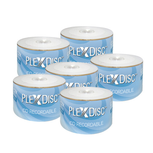 300 PC PlexDisc 52X 700 MB 80 MIN CD-R White Inkjet Hub Printable Disc 631-210