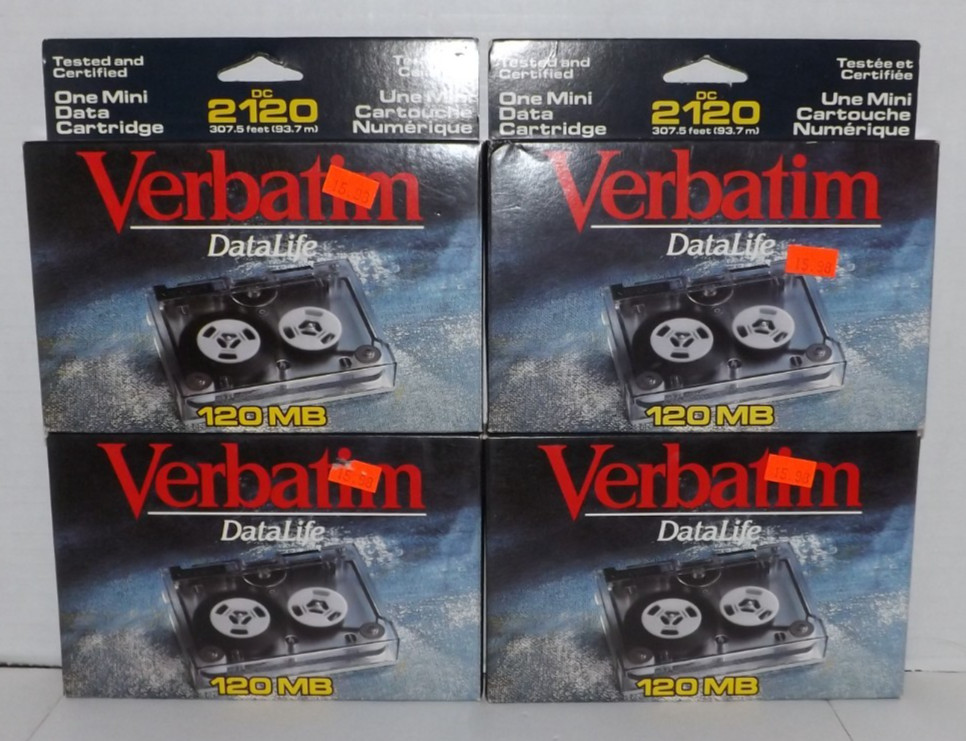 4 Sealed Verbatim DataLife  DC2120 120MB QIC- 80 Mini Data Cartridges #87990
