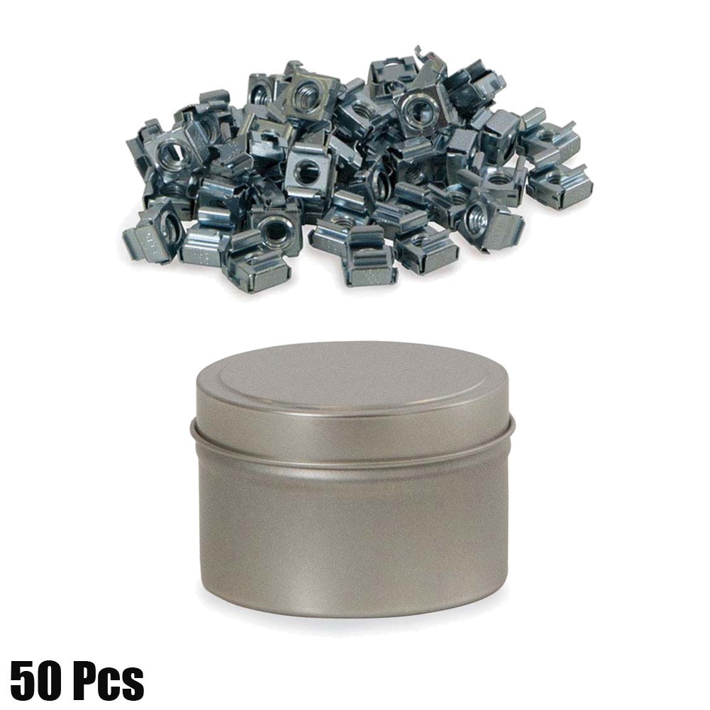 50 Pcs #12-24 Cage Nuts Square Rack Mount Server Data Cabinet PC Case Steel Zinc