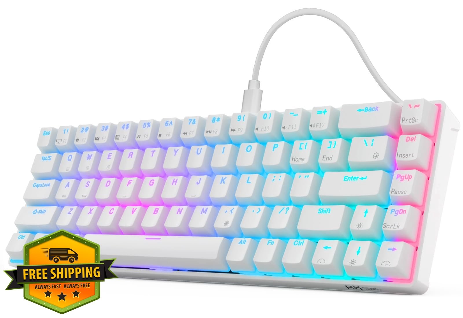 RK ROYAL KLUDGE RK68 65% Keyboard Red Switch White