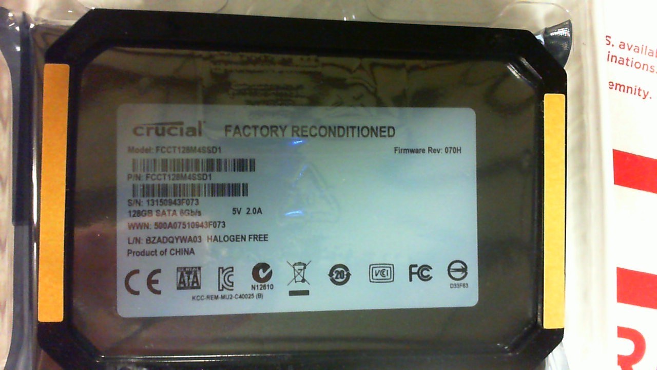 Crucial m4 128GB 2.5" SATA III Internal SSD CT128M4SSD2 - TESTED & FORMATTED